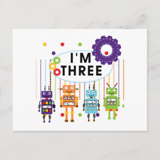 Robot 3rd Birthday T shirts and Gifts Postcard