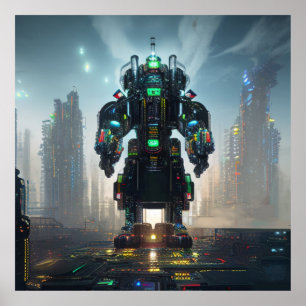 Robot 4 value matte poster