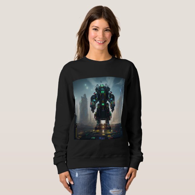  Robot 4 women black sweatshirt (Front Full)
