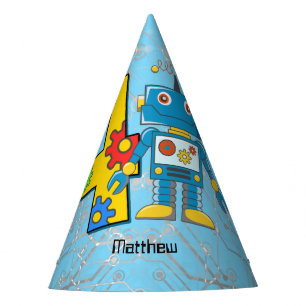 Robot 4th Birthday Party Hat