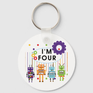 Robot 4th Birthday Tshirts and Gifts Key Ring