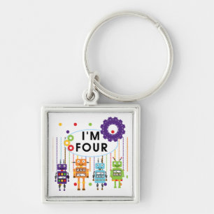 Robot 4th Birthday Tshirts and Gifts Key Ring