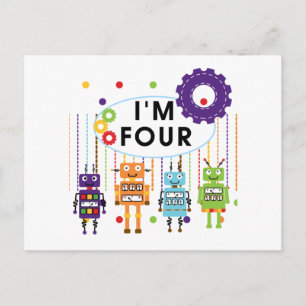 Robot 4th Birthday Tshirts and Gifts Postcard