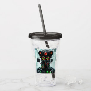 Robot 5 black smoke acrylic tumbler