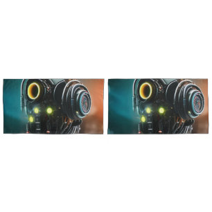 Robot 5 grey king pillowcases pair