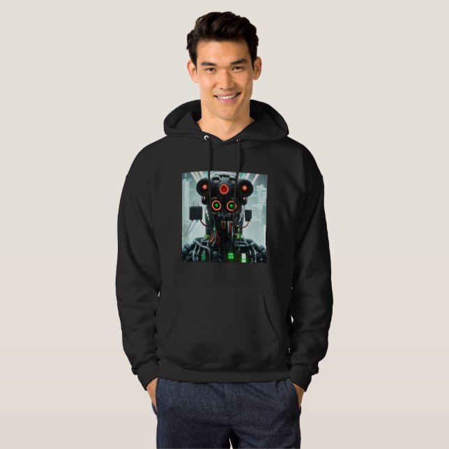  Robot 5 men black hooded sweatshirt (Front Full)