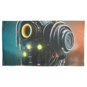 Robot 5 white king pillowcase