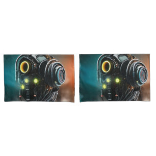 Robot 5 white standard pillowcases pair