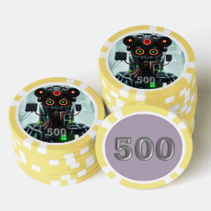 Robot 5 yellow 500 striped poker chip