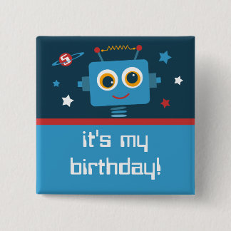 Robot 5th Birthday Custom Buttons
