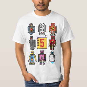 Robot 5th Birthday - Retro Robotics with number fi T-Shirt