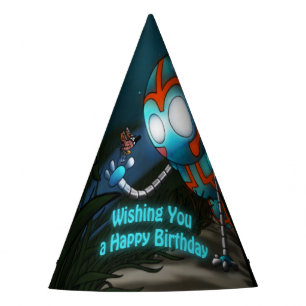 Robot and Butterfly Birthday Party Hat