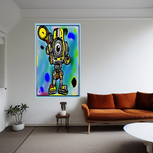 Robot and colourful background   AI Art Poster