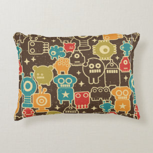Robot and monsters modern seamless pattern in retr decorative cushion