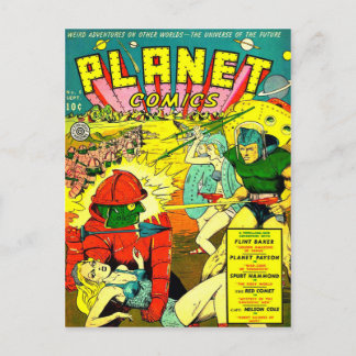 Robot Army Space Invasion Postcard