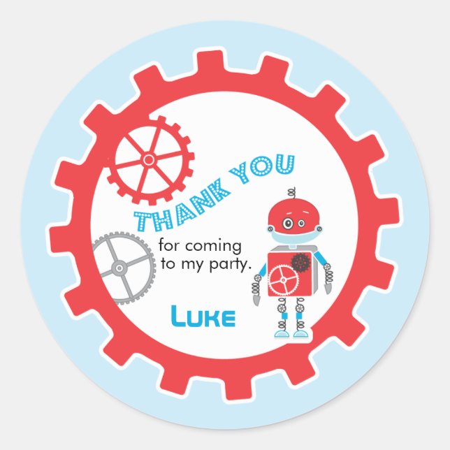 Robot Baby Shower |  Favour Sticker (Front)