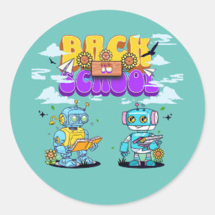 Robot - Back To School Classic Round Sticker