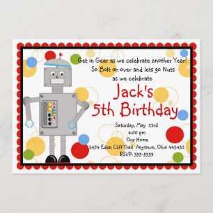 Robot  Birthday Invitation