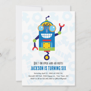 Robot Birthday Invitation robots