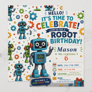 Robot Birthday Party Invitation