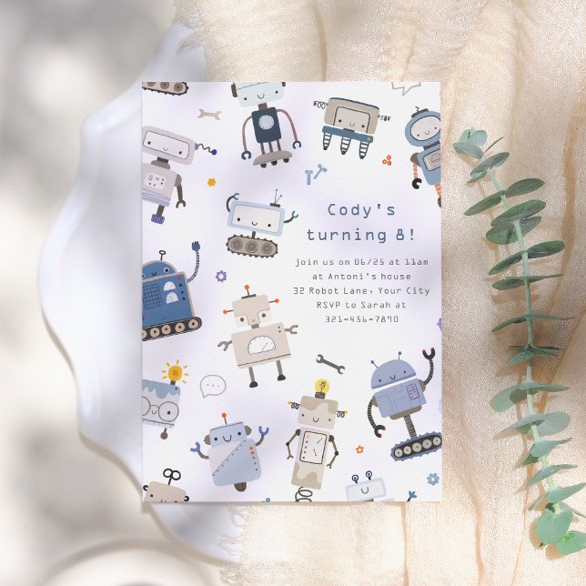 Robot Birthday Party Invitation (Creator Uploaded)