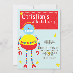 Robot Birthday Party Invitations
