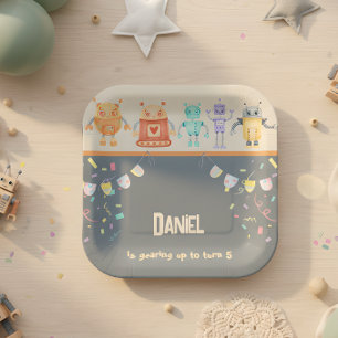 Robot Birthday Party Kids Paper Plate