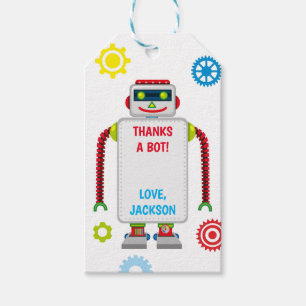 Robot Birthday Thank You Gift Tags