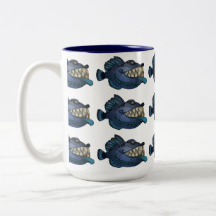 "Robot Blue" Fish with Attitude Two-Tone Coffee Mug
