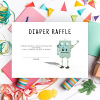robot boy Baby Shower - diaper raffle