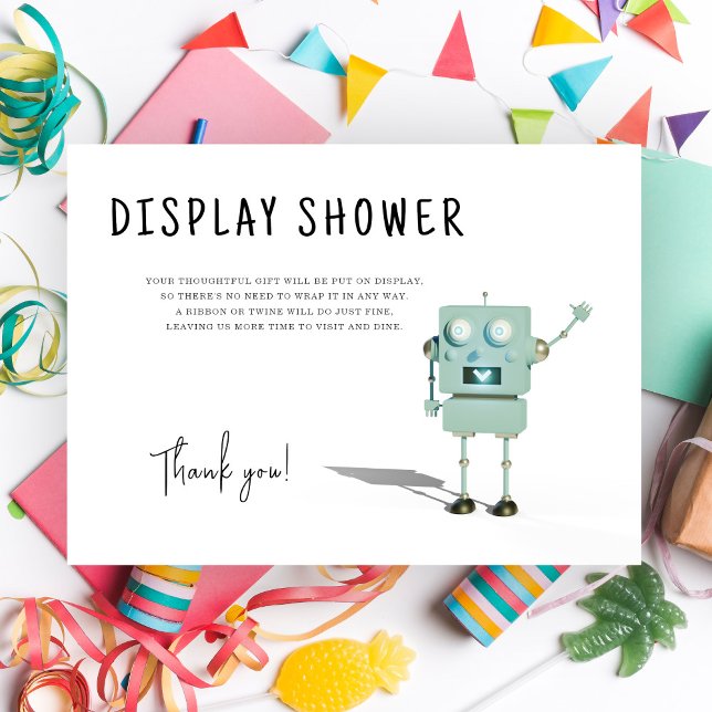 Robot boy baby shower - display shower enclosure card (Creator Uploaded)