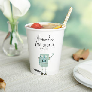 Robot boy Baby Shower  Paper Cups
