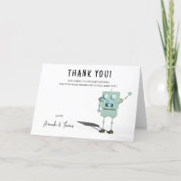 Robot boy Baby Shower - thank you