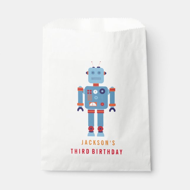 Robot Boy Party Favour paper bag (Front)