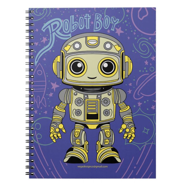 Robot Boy Spiral Photo Notebook (Front)