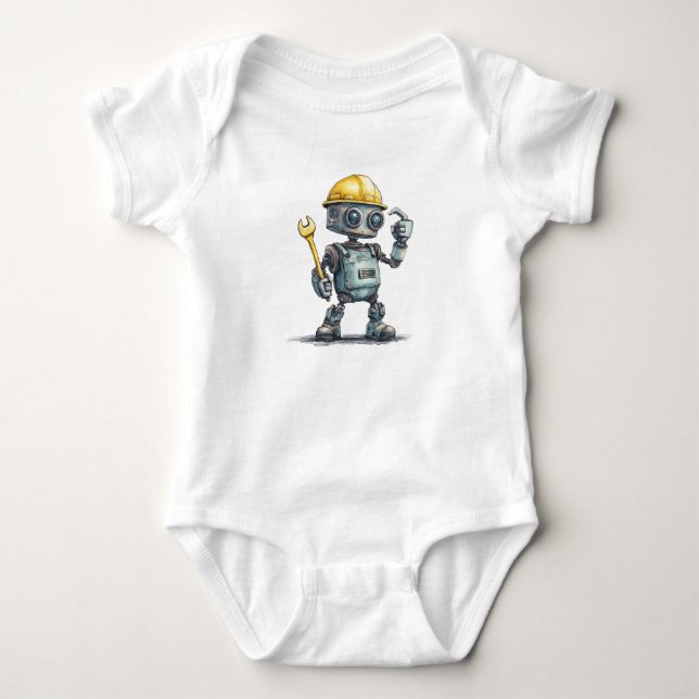 Robot Builder Baby Boy One-Piece Bodysuit Clothes (Front)