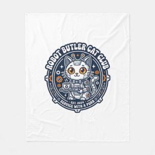Robot Butler Cat Pet Lover Shirt Art - Robot Butle Fleece Blanket