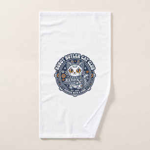 Robot Butler Cat Pet Lover Shirt Art - Robot Butle Hand Towel
