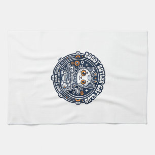 Robot Butler Cat Pet Lover Shirt Art - Robot Butle Tea Towel