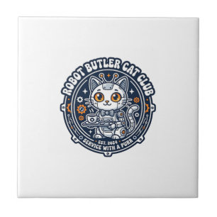 Robot Butler Cat Pet Lover Shirt Art - Robot Butle Tile