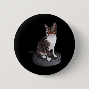 Robot Cat Vacuum Cleaner Feline Animal Cute Cat  6 Cm Round Badge