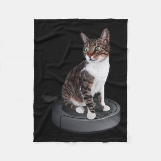 Robot Cat Vacuum Cleaner Feline Animal Cute Cat  Fleece Blanket