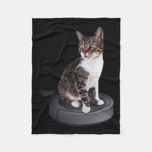 Robot Cat Vacuum Cleaner Feline Animal Cute Cat  Fleece Blanket (Front)