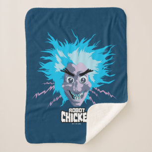 Robot Chicken Scientist Head Graphic Sherpa Blanket