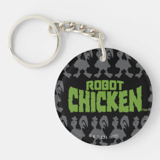 Robot Chicken Silhouette Pattern Key Ring