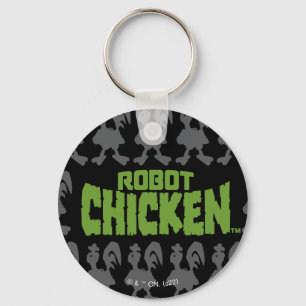 Robot Chicken Silhouette Pattern Key Ring
