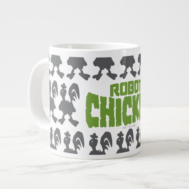 Robot Chicken Silhouette Pattern Large Coffee Mug (Front Left)
