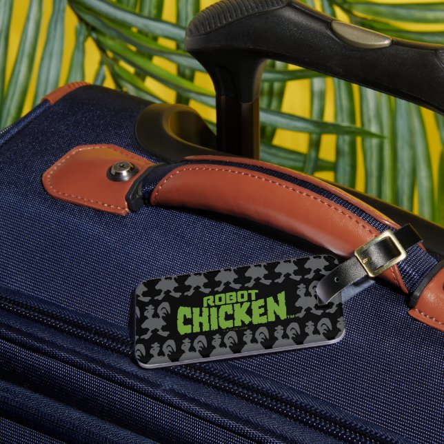 Robot Chicken Silhouette Pattern Luggage Tag (Front Insitu 3)