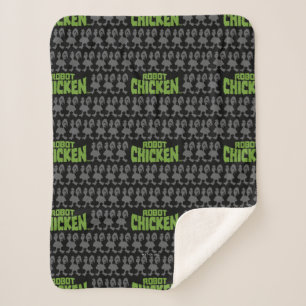 Robot Chicken Silhouette Pattern Sherpa Blanket