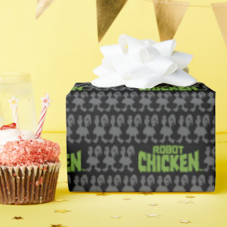 Robot Chicken Silhouette Pattern Wrapping Paper